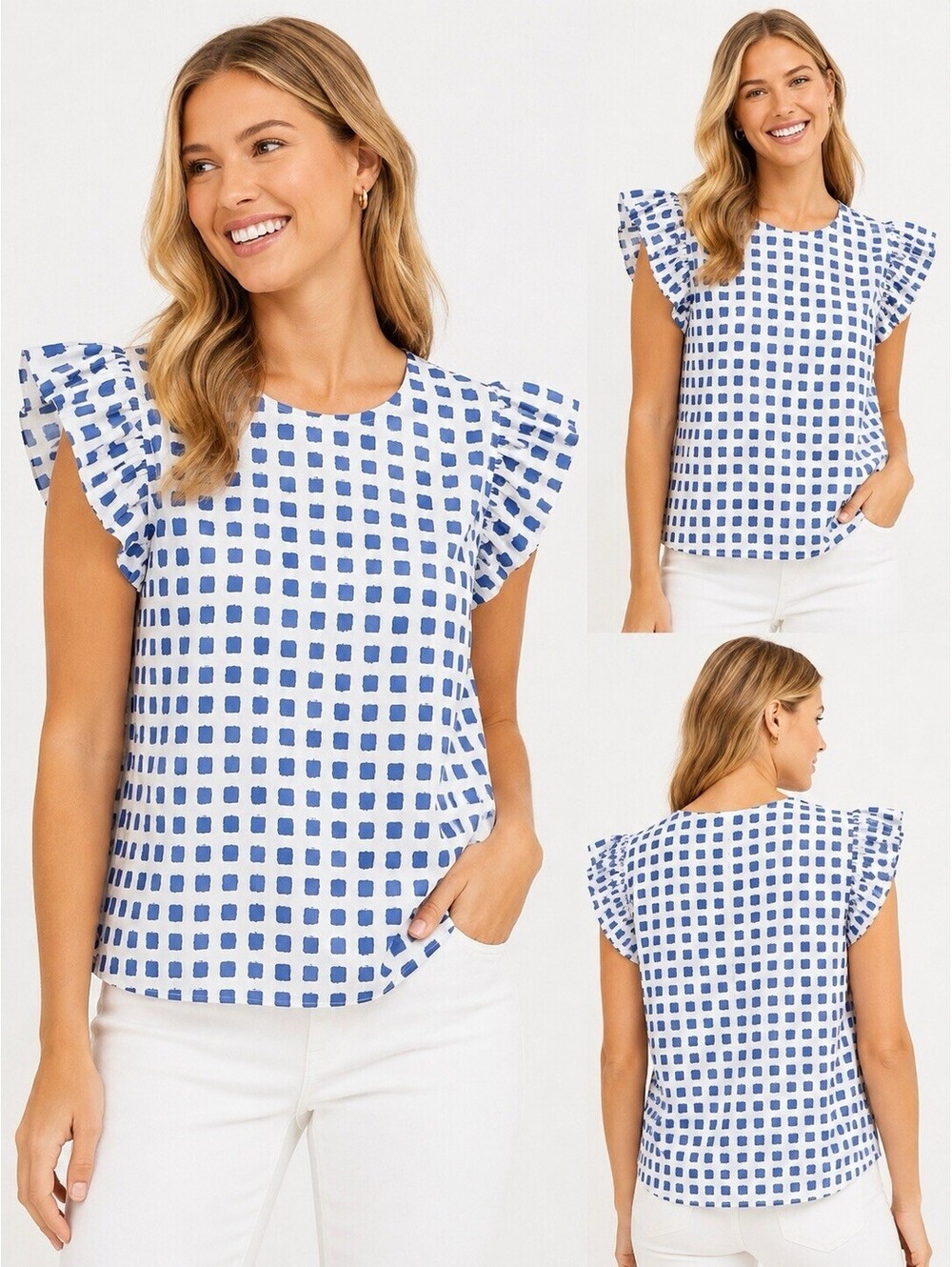 Vineyard Vines Women’s Painterly Blue Ruffle Sleeve Top NWT Size Medium $88